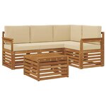 vidaXL Ensemble de canapés d'extérieur 5 Pièces Naturel et Beige