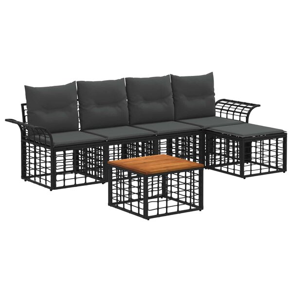 vidaXL Ensemble de canapés d'extérieur 6 Pièces Noir et Gris foncé