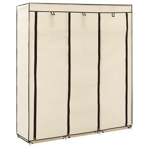 vidaXL Armoire avec compartiments et barres Crème 150x45x175 cm Tissu