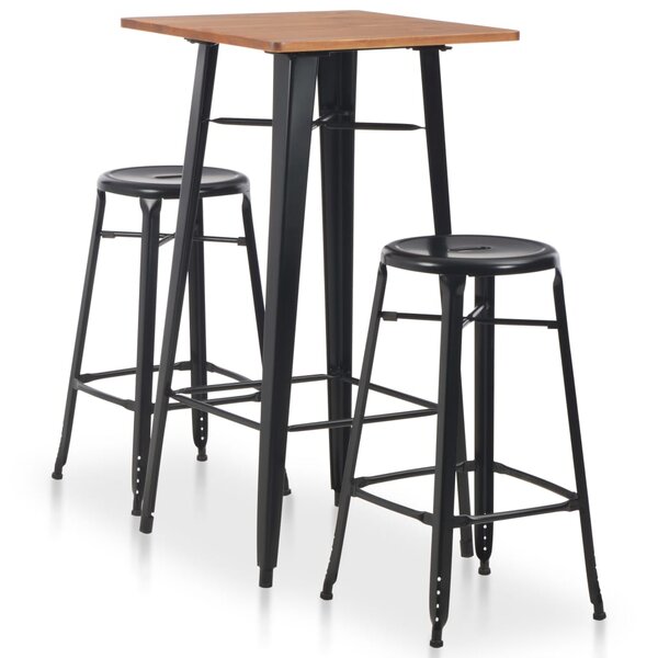 vidaXL Mobilier de bar 3 Pièces Acier Noir