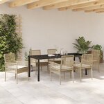 vidaXL Ensemble de salle à manger de jardin 7 pièces avec coussins beige en poly rotin