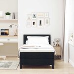 vidaXL Lit à ressorts avec matelas Noir 100x200 cm Tissu