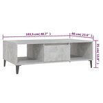 vidaXL Table basse gris béton 103 5x60x35 cm bois d'ingénierie