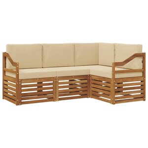 vidaXL Ensemble de canapés d'extérieur 4 pc Naturel et Beige Polyester