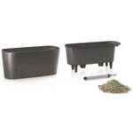 LECHUZA Jardinière de table Delta20 ALL-IN-ONE Fusain métallique 15563