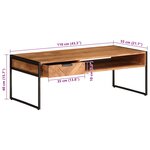 vidaXL Table basse 110x55x40 cm bois massif d'acacia