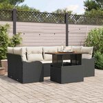 vidaXL Ensemble de canapé de jardin avec coussin 7 Pièces Noir et crème