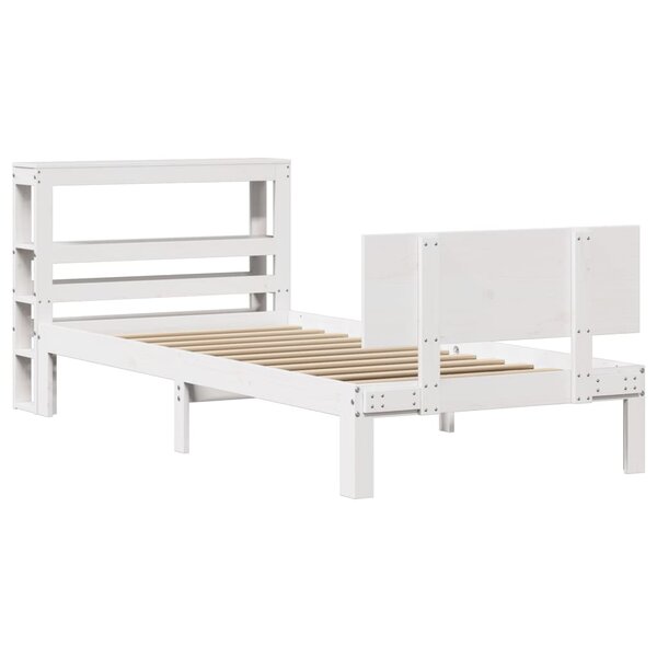 vidaXL Cadre de lit avec tête de lit blanc 90x190cm bois de pin massif