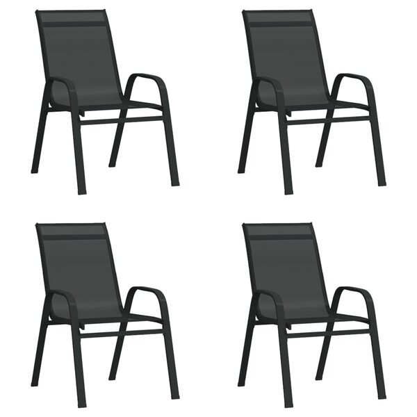 vidaXL Chaises empilables de jardin lot de 4 Noir Tissu textilène