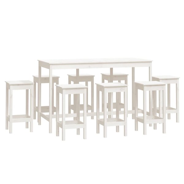 vidaXL Ensemble de bar 9 Pièces Blanc Bois de pin massif