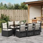 vidaXL Ensemble de Salle à Manger Jardin de 9 Pièces Rattan Poly Noir