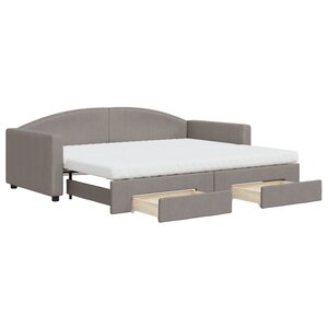 vidaXL Lit de jour avec gigogne et tiroirs taupe 90x200 cm tissu