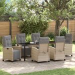vidaXL Ensemble de salle à manger pour jardin 7 Pièces Beige polyrotin