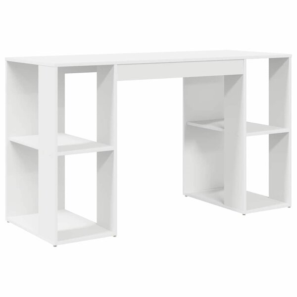 vidaXL Bureau avec étagère Blanc 130 x 50.5 x 75 cm Bois d'ingénierie