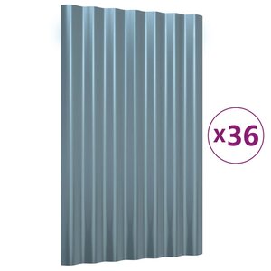 vidaXL Panneaux de toit 36 Pièces Acier enduit de poudre Gris 60x36 cm