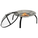 vidaXL Foyer et barbecue avec tisonnier 2 en 1 56x56x49 cm Inox