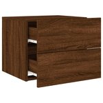 vidaXL Tables de chevet murales avec lumières LED 2 Pièces chêne marron