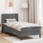vidaXL Cadre de lit avec matelas Gris foncé 90 x 190 cm Velours