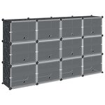 vidaXL Cubes de rangement 12 Pièces avec portes noir PP