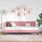 vidaXL Cadre de lit d'angle avec tête de lit Rose 90 cm x 200 cm tissu