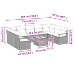 vidaXL Ensemble de Canapé de Jardin 9 Pièces avec Coussins Gris Poly Rattan