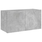 vidaXL Meuble TV mural avec lumières LED gris béton 80x35x41 cm