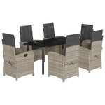 vidaXL Ensemble à manger de jardin et coussins 7 Pièces gris clair rotin