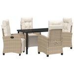 vidaXL Set de salle à manger de jardin 5 pièces beige en poly rattan