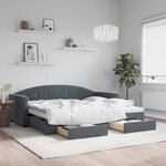 vidaXL Lit de jour avec gigogne et tiroirs sans matelas 90x190 cm