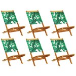 vidaXL Chaises de jardin pliantes lot de 6 vert tissu et bois massif
