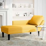 vidaXL Chaise longue avec coussin jaune clair tissu en velours côtelé