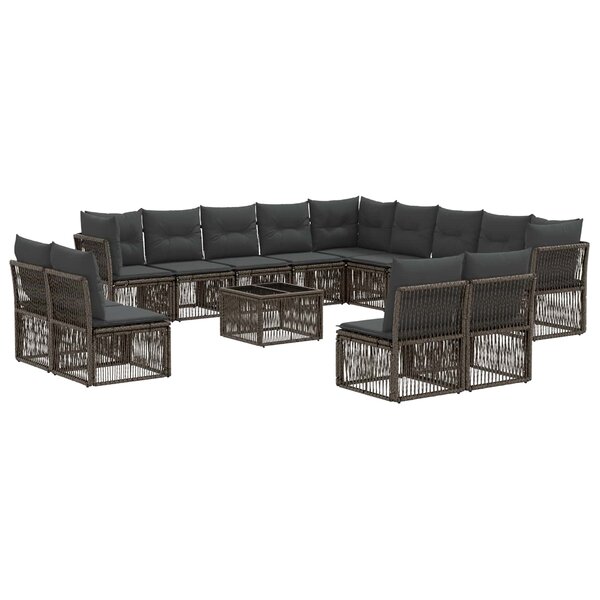 vidaXL Ensemble de canapé de jardin 14 Pièces Gris polyrotin