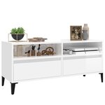vidaXL Meuble TV blanc brillant 100x34 5x44 5 cm bois d'ingénierie