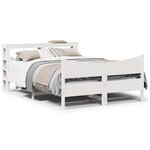 vidaXL Cadre de lit avec tête de lit blanc 160x200 cm bois pin massif