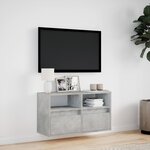 vidaXL Meuble TV mural avec lumières LED gris béton 80x31x45 cm