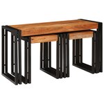 vidaXL Tables d'appoint 3 Pièces Marron et noir Bois d'acacia massif