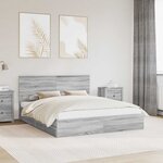 vidaXL Lit de Rangement Gris Sonoma 160 x 200 cm Bois d'ingénierie
