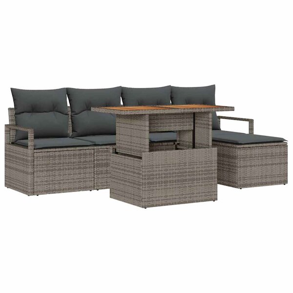 vidaXL Ensemble de salle à manger pour jardin 6 Pièces Gris  Marron
