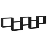 vidaXL Étagère cube murale 5 compartiments noir bois d'ingénierie