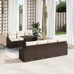 vidaXL Ensemble de canapé de jardin 8 pièces avec des coussins marron en poly rotin