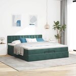 vidaXL Cadre de lit ottoman avec matelas vert foncé 200x200 cm velours