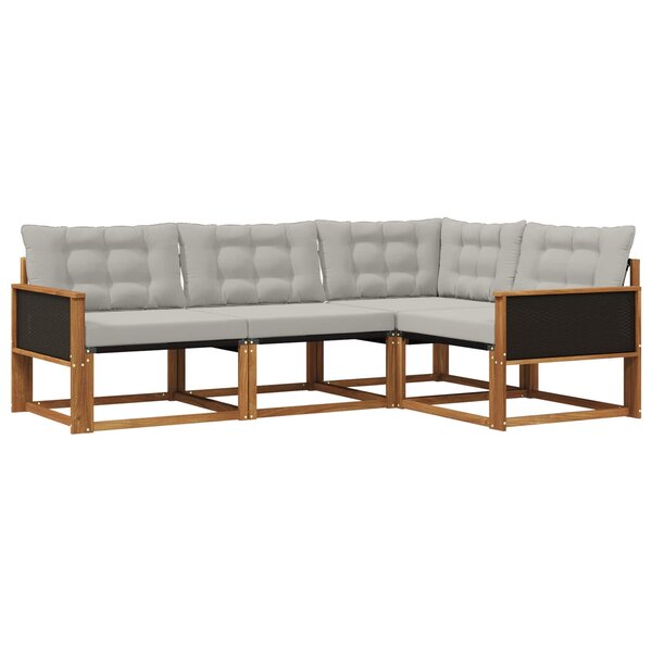 vidaXL Ensemble de canapés d'extérieur 4 pc Naturel et gris clair
