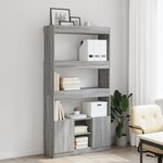 vidaXL Buffet haut sonoma gris 92x33x180 cm bois d'ingénierie