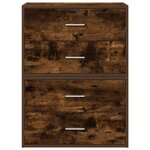 vidaXL Armoires avec 2 tiroirs 2 Pièces chêne fumé bois d'ingénierie