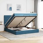 vidaXL Cadre de lit ottoman avec matelas bleu foncé 200x200 cm velours