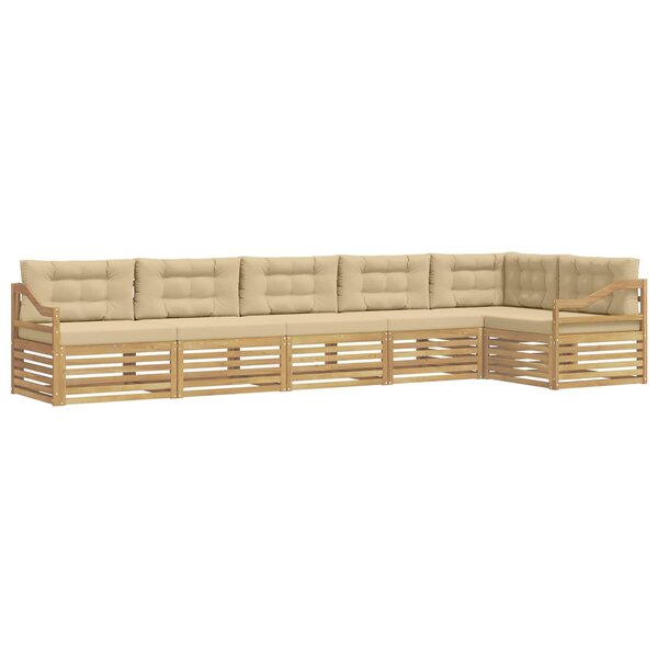 vidaXL Ensemble de canapés d'extérieur 6 pc Blanc et Beige Polyester