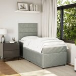 vidaXL Sommier à lattes de lit et matelas Gris clair 90x200 cm Velours