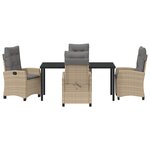 vidaXL Ensemble de Salle à Manger de Jardin 5 Pièces avec Coussins Beige Poly Rotin