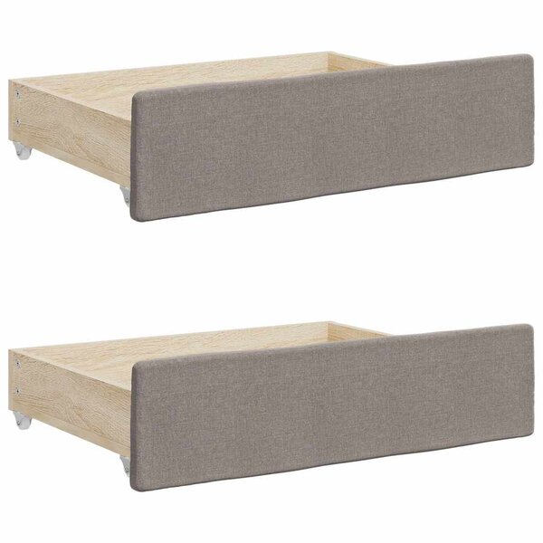 vidaXL Tiroirs de lit 2 Pièces taupe bois d'ingénierie et tissu