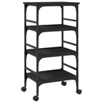 vidaXL Chariot de cuisine noir 45x35x89 5 cm bois d'ingénierie